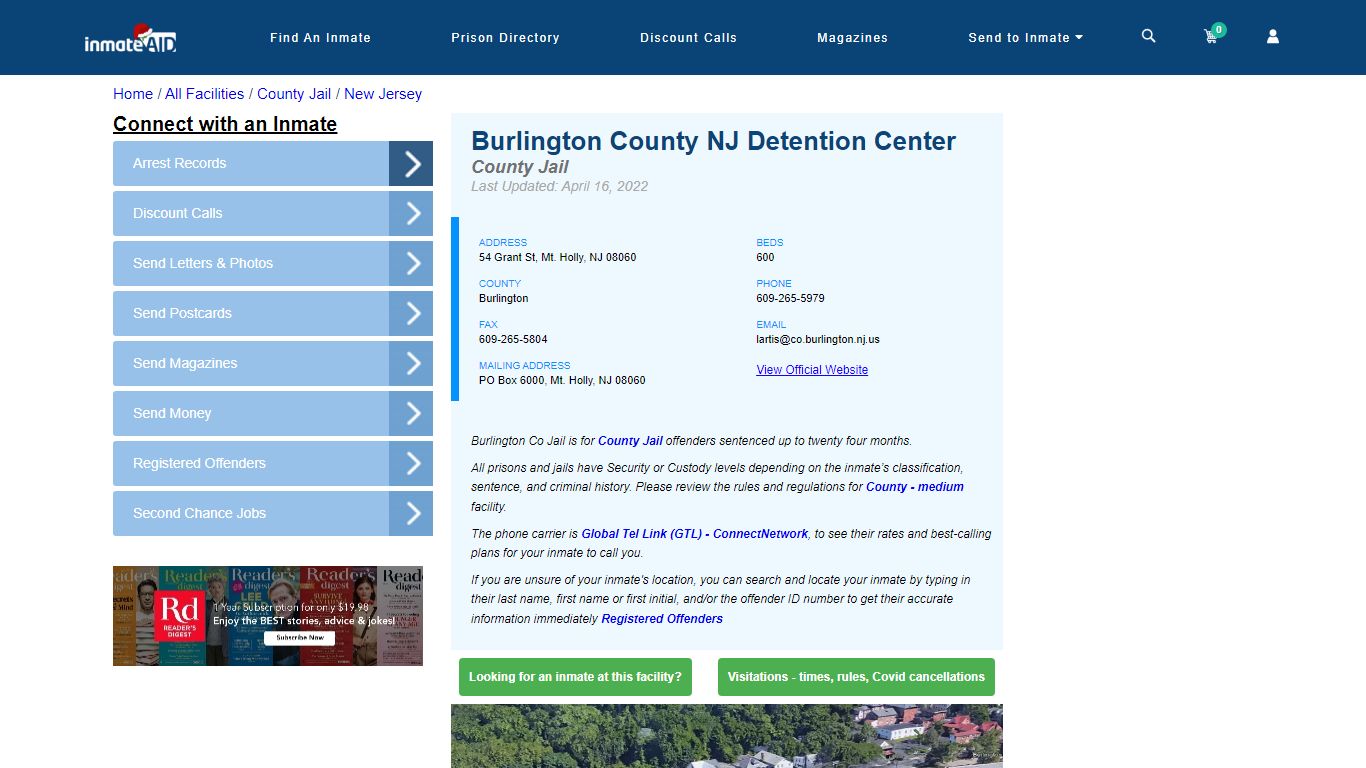 Burlington County NJ Detention Center - Inmate Locator - Mt. Holly, NJ